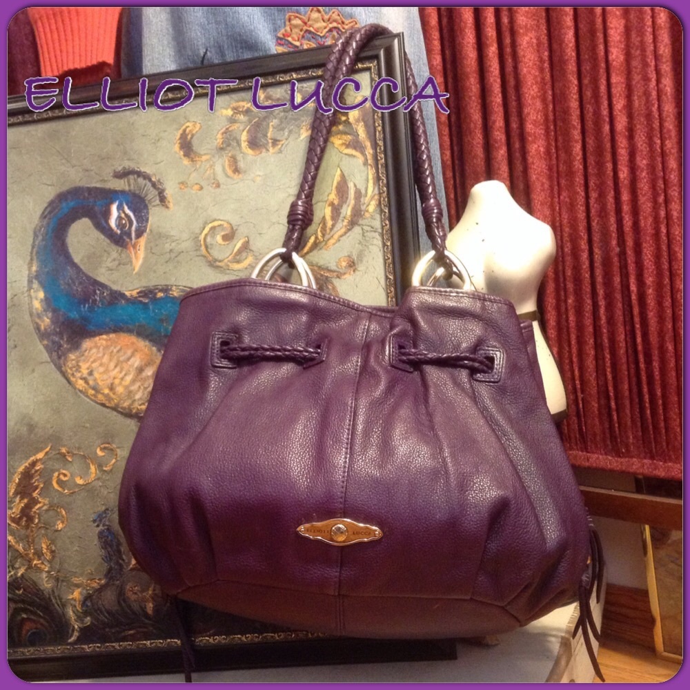 Elliott Lucca Deep Purple Leather Shoulder Tote